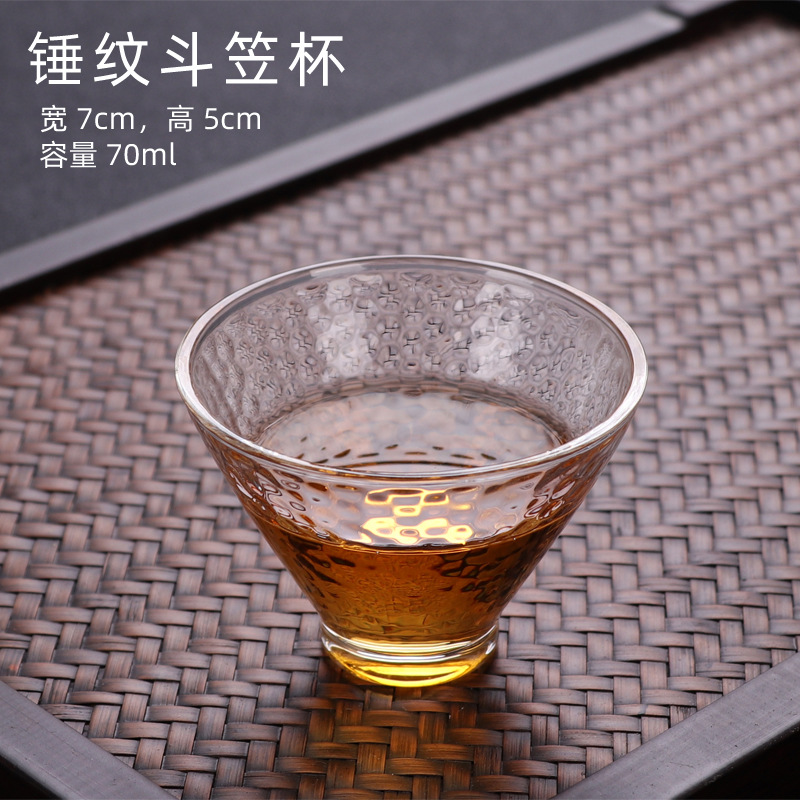 Стеклянные чайные чашки Набор с молотком Кунг Фу Чашка Прозрачная чашка с шляпой Хозяин Чашка с чаем - Кубок с молотом (70 мл)