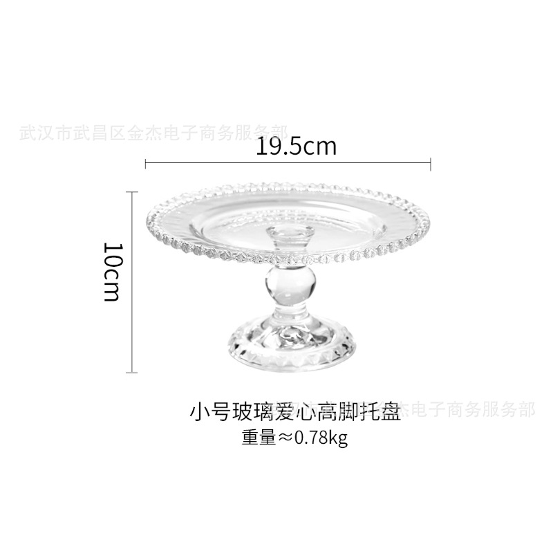 Прозрачное стекло Высокие подножки Домашние десерты Любовная сторона Свадебные пирожные тарелки Защитники от пыли Креативные фруктовые тарелки - Кроссовер