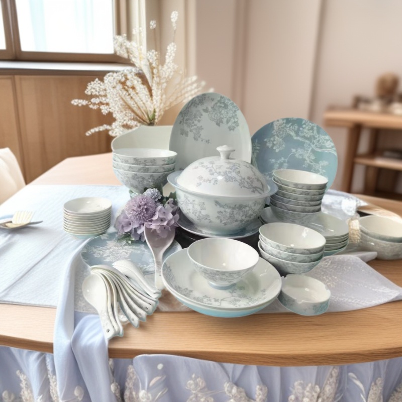 Костяной фарфор посуда посуда посуда посуда тарелка полный набор подарков оптовая китайская глазурованная посуда набор посуды подарочная коробка - Коробка на 50 голов.