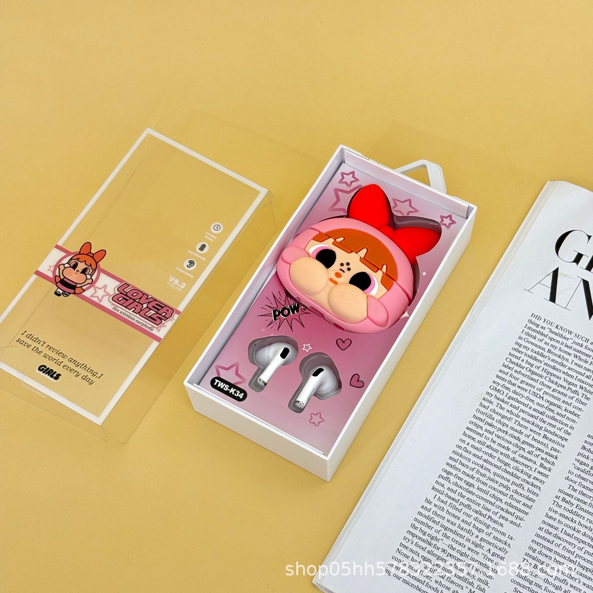 2025新款蓝牙耳机三丽鸥库洛米运动超长续航降噪可爱卡通耳机 - K34粉色