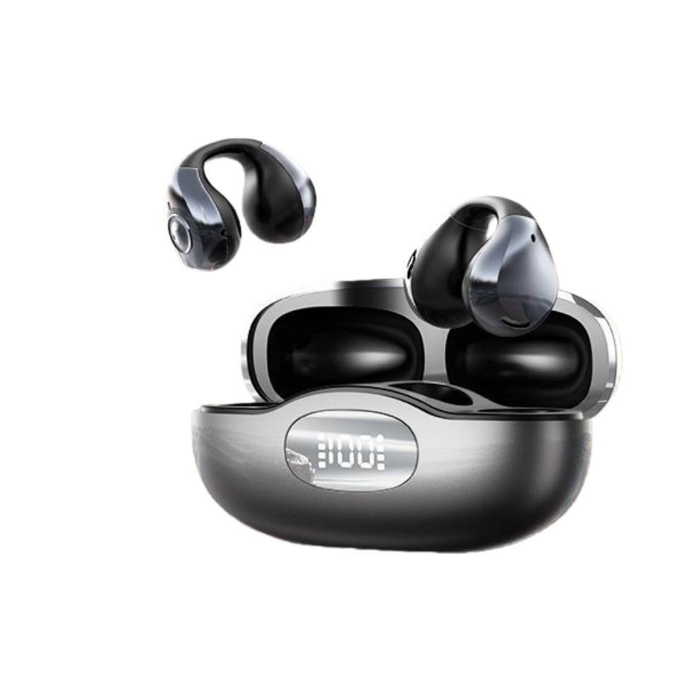 跨境新款H205夹耳式不无线蓝牙耳机不入耳超长续航久戴不痛 - 黑色