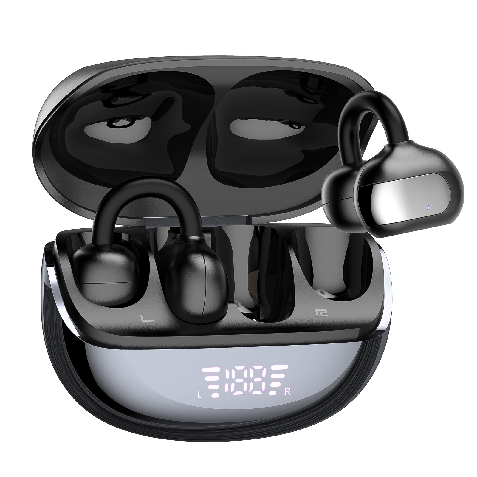 2025新款私模夹耳式耳机蓝牙耳机 i78长续航不入耳电量显示 - 枪色【i78】