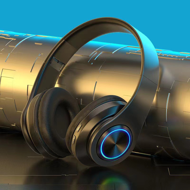 Трансграничные светящиеся Bluetooth гарнитуры B39 Тяжелый бас Беспроводные спортивные игры Производитель наушников Прямые продажи - чёрный