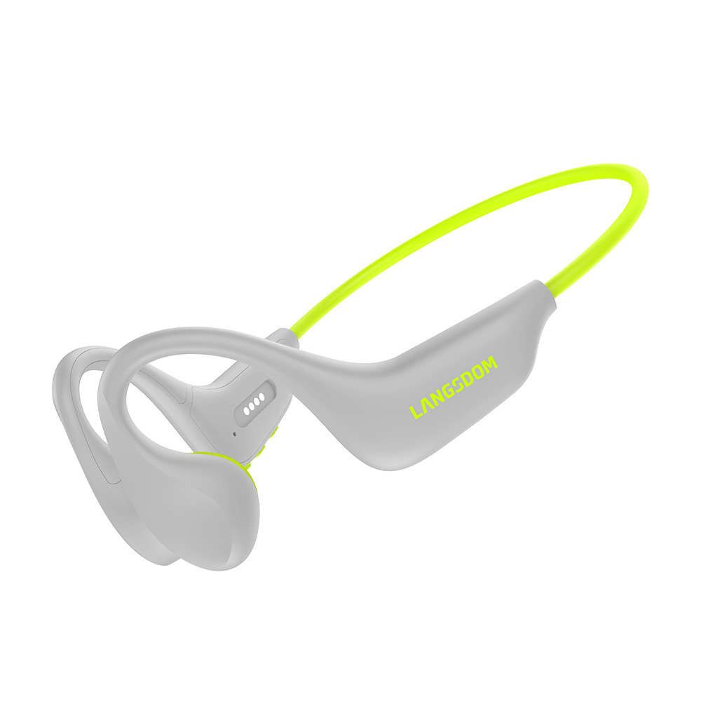 Langston's new BE20 bone conduction Bluetooth earphones with ultra long battery life, open sports Bluetooth earphones for running - Grey green (brand)/BE20