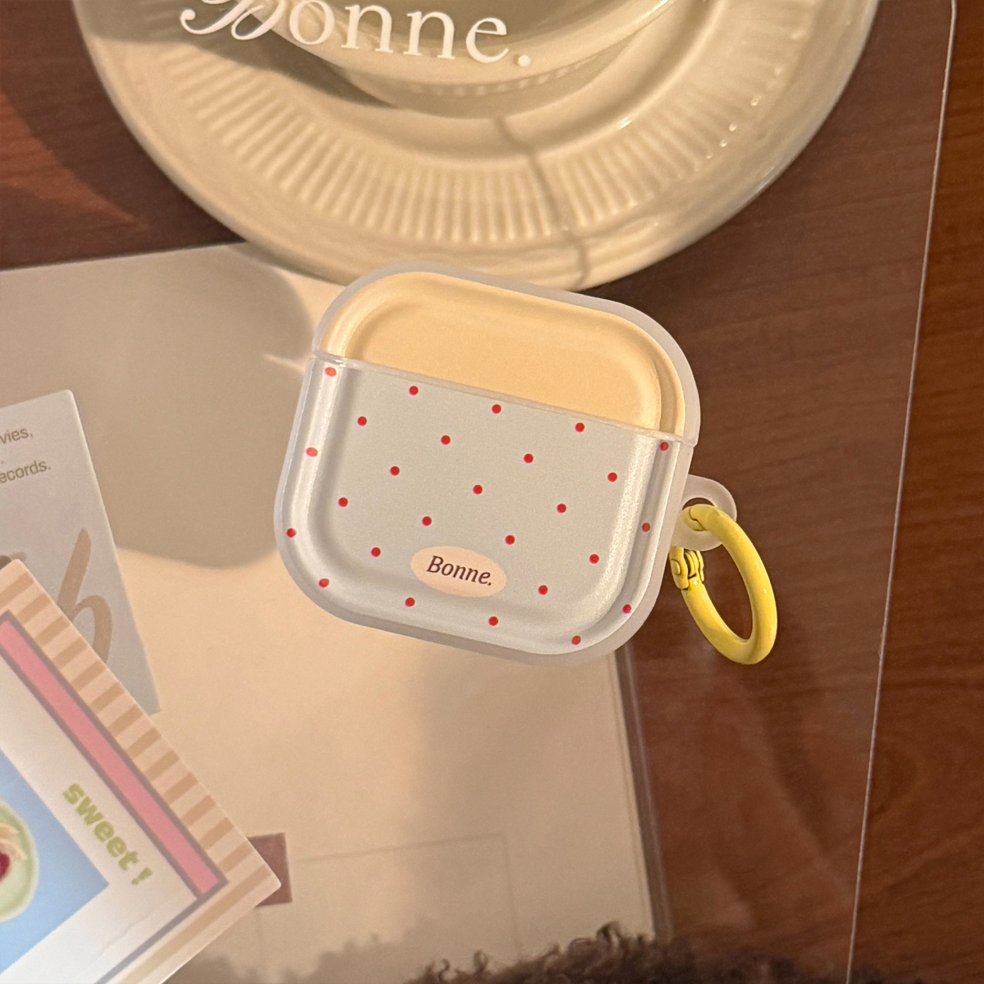 INS Hyundai точка столкновения цветовых волн для наушников airpods3 чехол pro2 защитный чехол 4 поколения Bluetooth беспроводной 1 подвесное кольцо 3 - Бледно - голубая желтая точка + молочно - желтая подвеска/AirPods 1 / 2 поколения