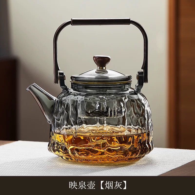 New Tea Cooker Electric Ceramic Stove Tea Boiling Set High Power 2025 New Teapot Glass Water Bubble Teapot Home Use - [Smoke Grey] Yingquan Lifting Beam Pot 900ML - Thickened Version