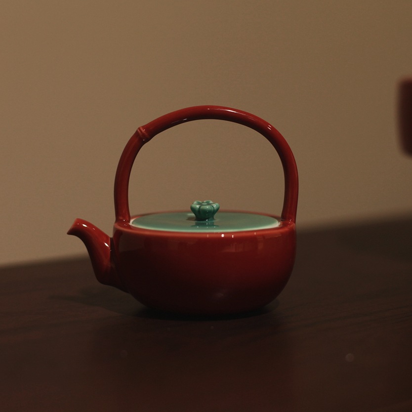 Гугун Красный Тилян Чайник Красный глазурованный чайник Чайник Набор чайника Теплый чай Чайник Чайник Китайский Цзиндэчжэнь керамический чай - Гугун