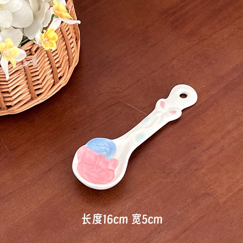 Красивый мультфильм Высокая стоимость ручная посуда Наборы посуды керамическая посуда домашняя посуда посуда суп ложка посуда с лапшой - Ложка / Вино радует