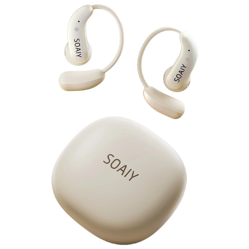 索爱GD61蓝牙耳机无线挂耳式2025新款气骨传导开放不入耳跑步运动 - APP顶配版丨油彩白