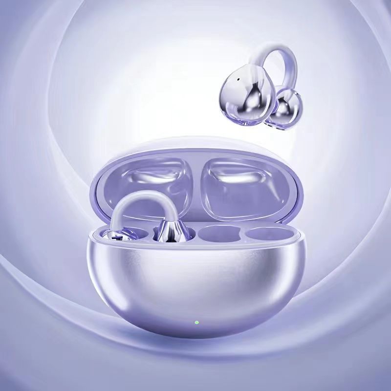 智能实时AI翻译蓝牙耳机 跨境M91耳夹式OWS不入耳开放式蓝牙耳机 - 紫色