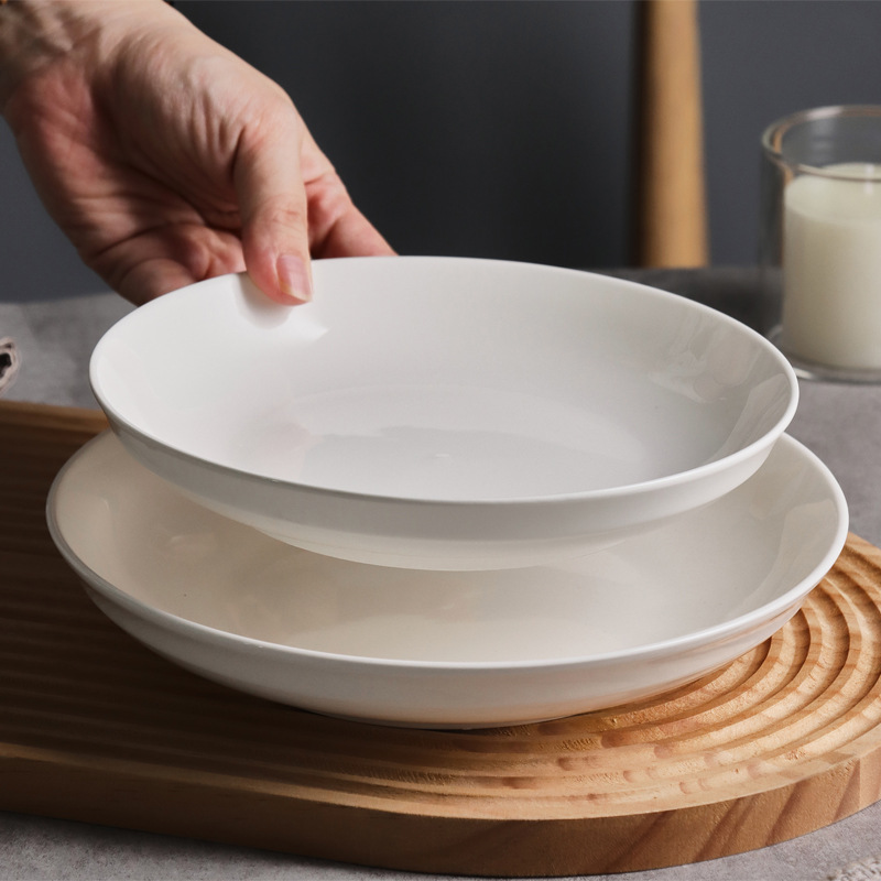 Чисто белая керамическая тарелка домашняя тарелка глубокая тарелка горячий суп тарелка столовая тарелка гостиница ресторан тарелка оптовая - 7 дюймов (18,3 см)