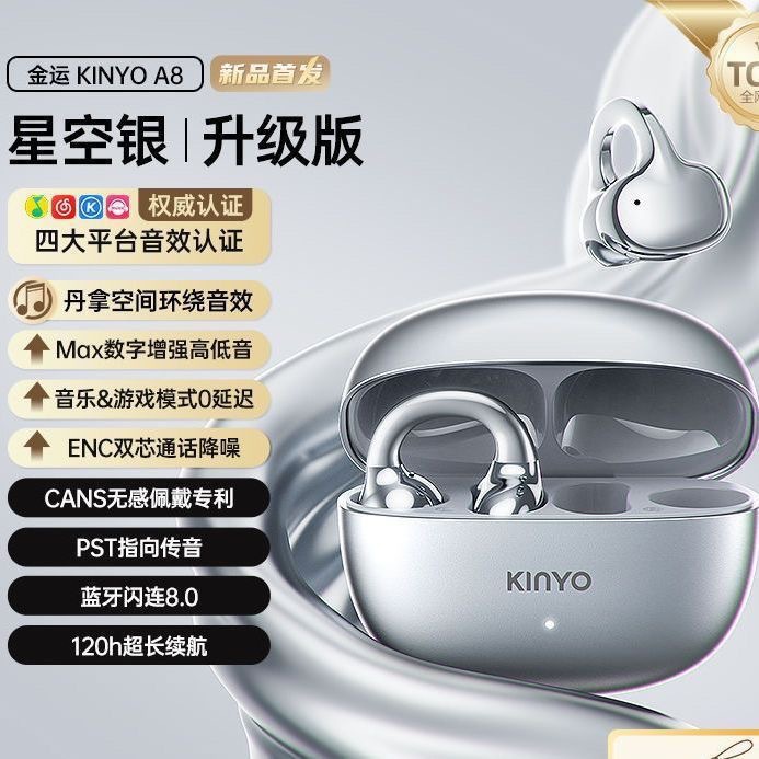 适用苹果华为蓝牙耳机Ai翻译实时同声传译无线耳夹骨传导政府补贴 - 星空银【官方原装】丹拿空间9D环绕音
