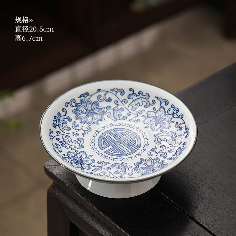 Принимайте тарелки с сухофруктами, закуски, зелёные фарфоровые тарелки, тарелки с фруктами, тарелки с чаем, тарелки с фруктами, гостиная, тарелки с подносом. - Синий цветок - фруктовая тарелка с высокими ногами