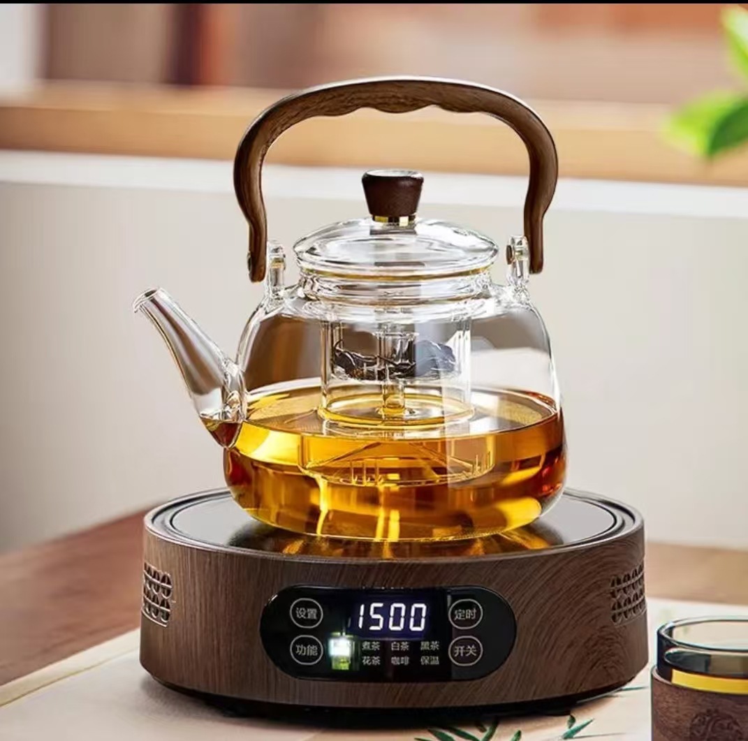 玻璃家用客厅套装耐高温待客喝水水壶煮茶器电陶炉烧水壶蒸煮泡茶 - 透明款(壶＋电陶炉)
