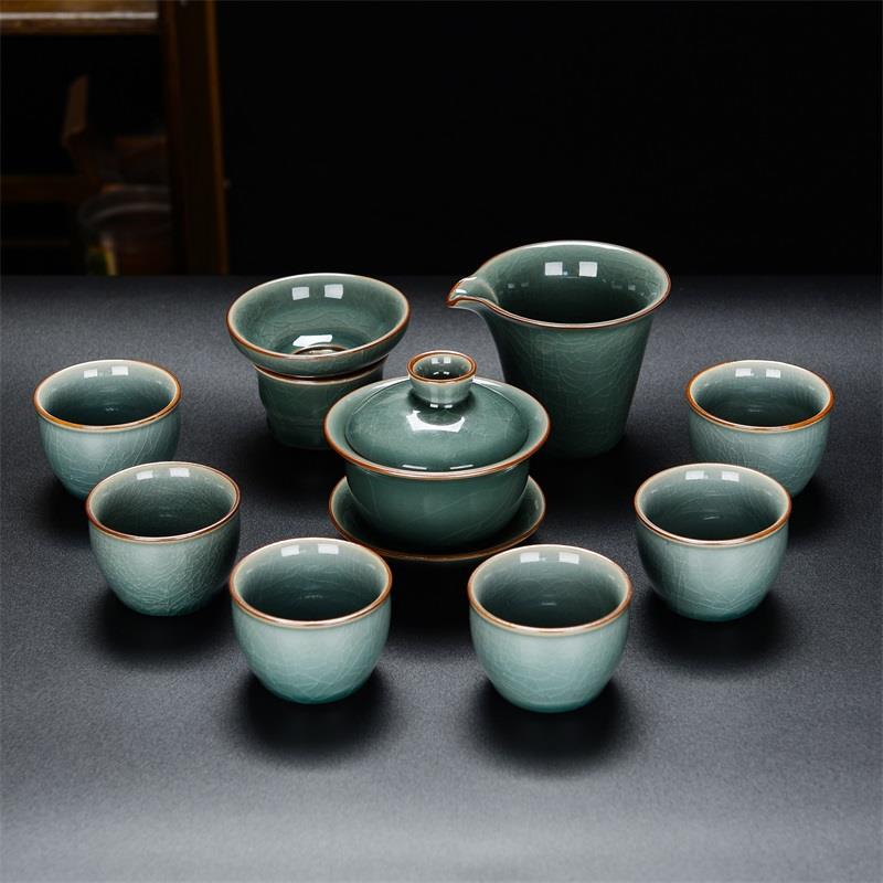 Костюм для домашнего офиса Высококачественный легкий и роскошный китайский керамический чайник Чайная чашка Маленький кунг - фу - Костюм с 9 головками и 6 чашками