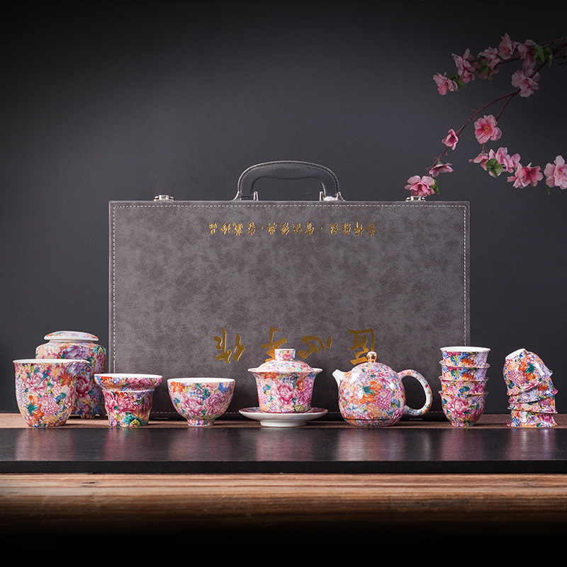 Китайская эмалированная чайная посуда Кунг Фу набор высококачественных керамических крышек чашка домашний чайник легкий роскошный подарок - Чайник на 10 голов/Подарочная коробка