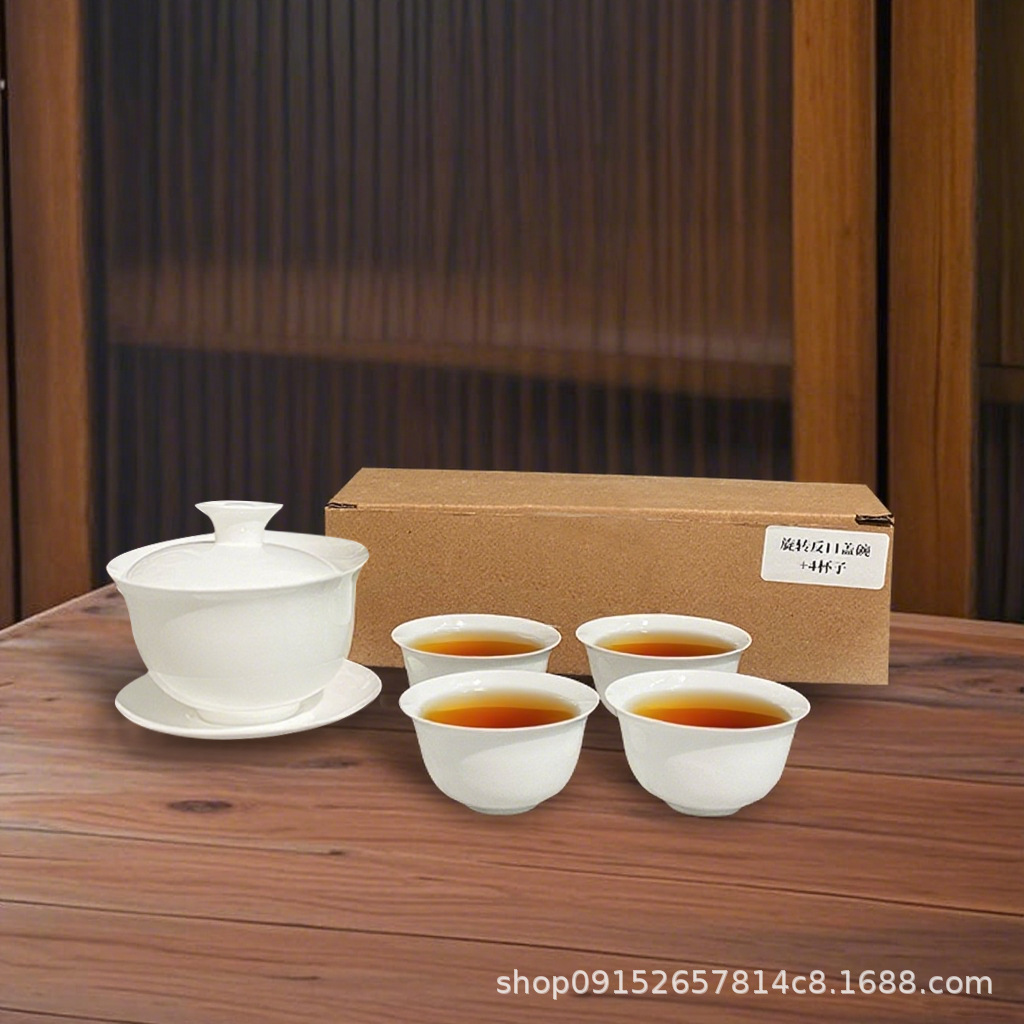 Одна из светлых, тонких костей, фарфоровая крышка, миска, магнолия, чайная посуда для дома, ультратонкий кунг - фу, чай, керамика, белый фарфор, чайный набор. - Высокие кости (1 чашка + 4 чайных набора)/Чисто белый