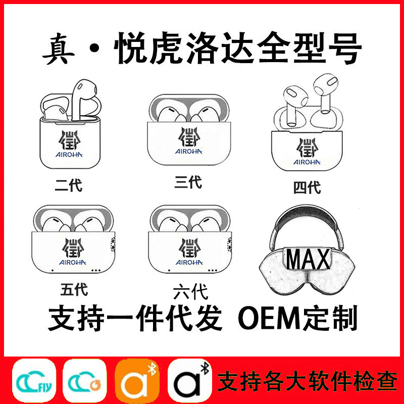 适用苹果华强北2/3/4/5/6代max悦虎洛达1562AE/U/E/M/F蓝牙耳机