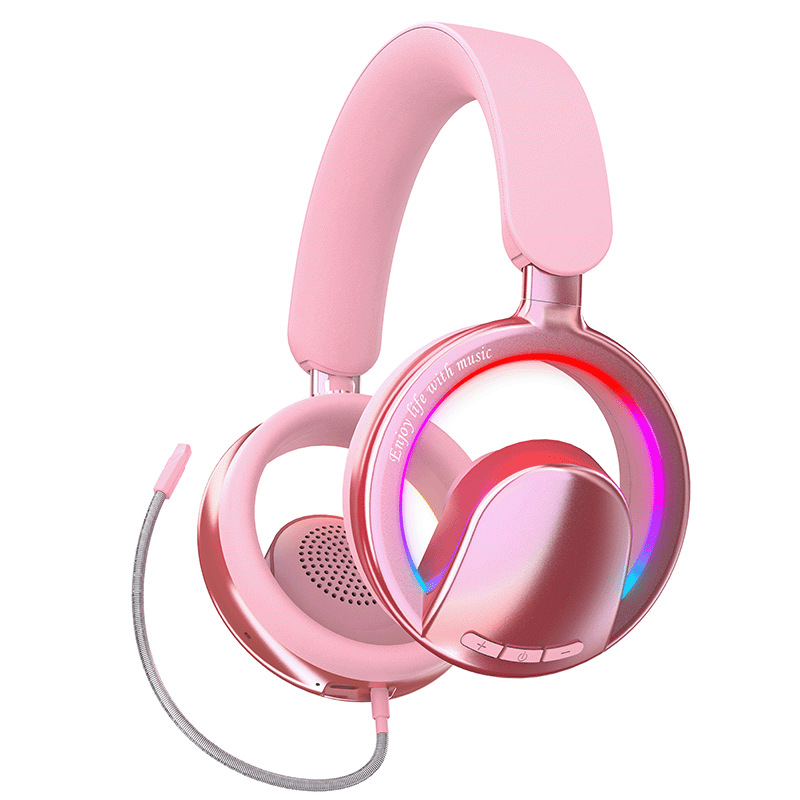 Трансграничная частная модель 2025 Новые длинные люминесцентные полые беспроводные наушники Bluetooth патент B16 - Вишнёвый порошок