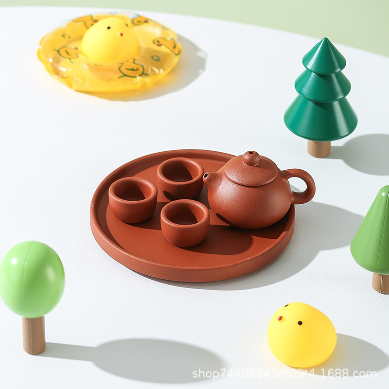 Mini Teapot Fingertip Children's Simulated Tea Set Kindergarten Teacup Puzzle Tea Art Enlightenment - Zhu Ni Xi Shi Tea Plate Set