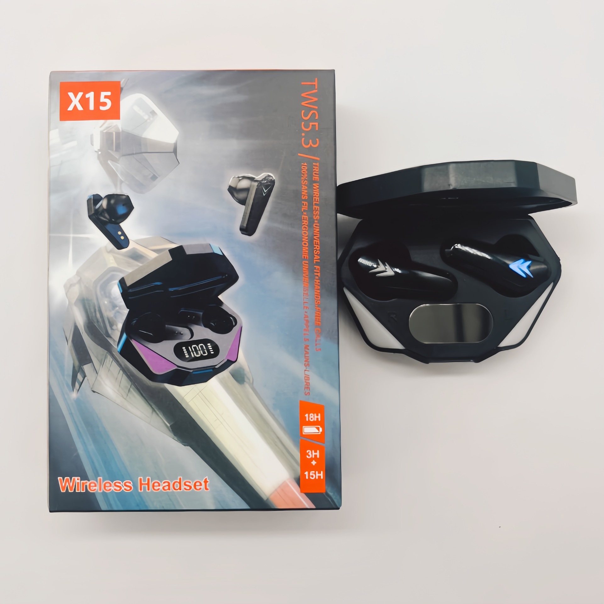跨境源头工厂不入耳无线蓝牙耳机X15电竞游戏双模式无延迟TWS5.3 - X15游戏耳机/彩盒（含充电线、说明书）