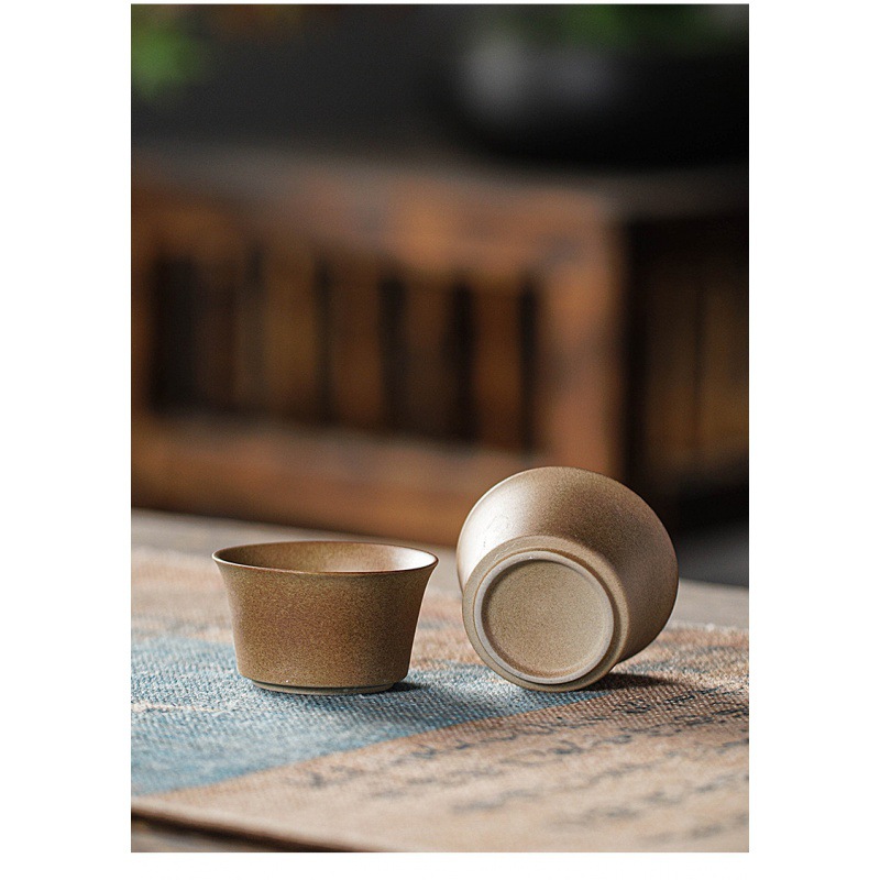 Ретро грубая керамическая балка чайная посуда набор чайник 2 - 4 - 6 стаканов угля обжиг котел заваривание чая наружная домашняя коробка - Небольшая чашка 50 мл 2.
