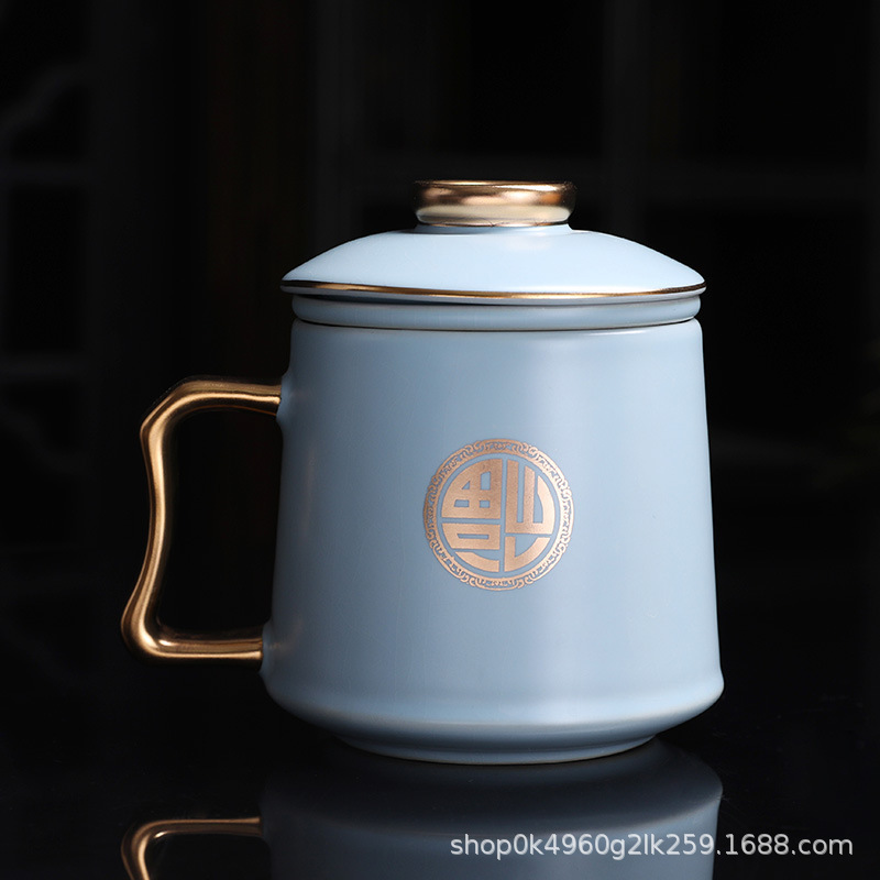 Офисная чашка Высококачественная золотая печь фильтрация чашка заваривания чая Открытая чашка чая Разделение личной чашки Деловой подарочный набор - В офисный кубок - Тяньцин/410ML