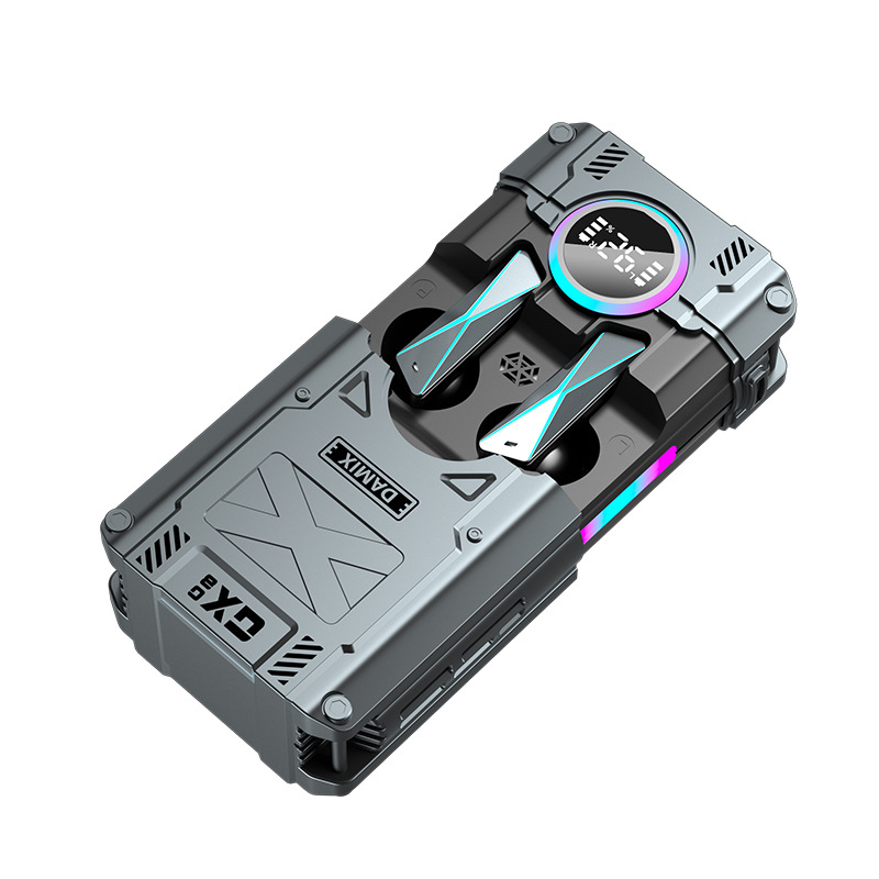 DX08 Беспроводные наушники Bluetooth Механические датчики металла TWS Снижение шума Цифровые зарядные устройства - стальной серый/DX-08