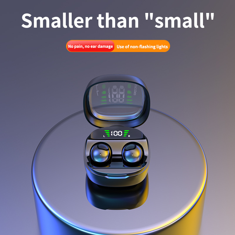 跨境热卖MINI无线蓝牙耳机睡眠隐形佩戴听歌听歌超长续航侧睡舒适 - 黑色