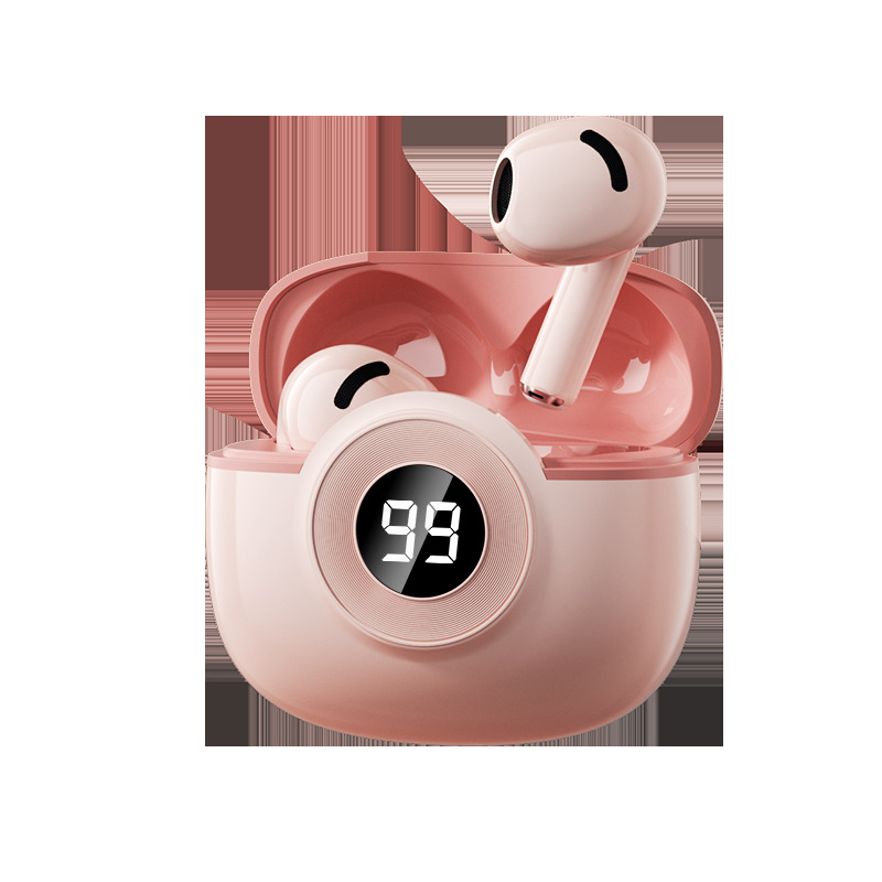 Cross border K54 popular noise cancelling Bluetooth earphones with high appearance and sound quality, touch screen digital display, in ear sports, true wireless earphones - K54 Pink