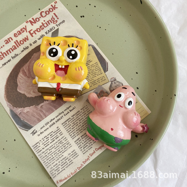 【4个包邮】创意海绵宝宝胖大星冰箱贴家居装饰可爱卡通磁力贴.