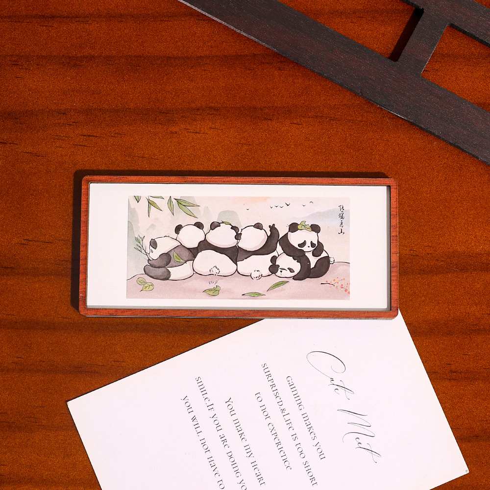 2025 Новый холодильник Panda с наклейкой на Duwen Creative Diagnosance National Wind Creative с подарком Холодильник декоративный магнитный наклейка - Панда смотрит на горы (рамка)