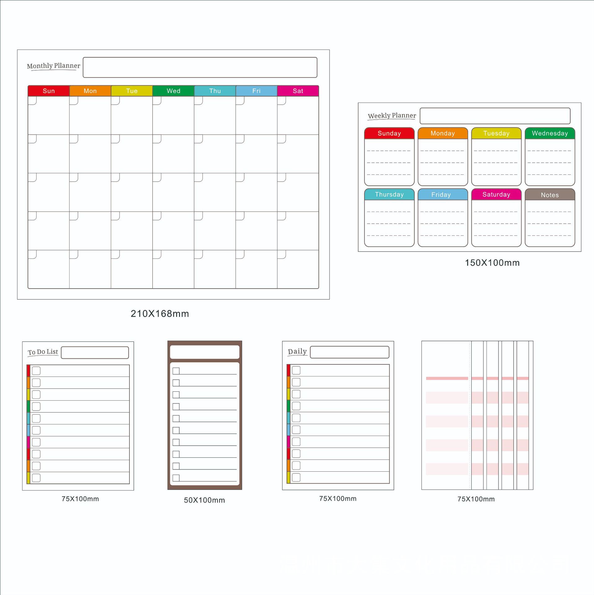 Новые продукты трансграничные немагнитные наклейки недельный календарь календарь график домашний холодильник - 6 Серия