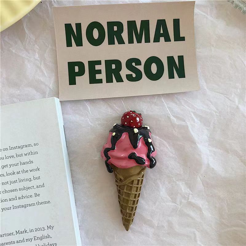 смола технология холодильник стереокреативный магнитный наклейка имитация еда хлеб сообщение наклейка железосодержащий - Клубничный пончик (отдельно упакованный с магнитом)