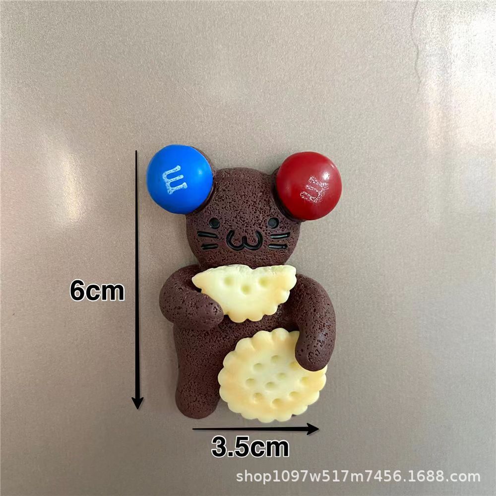 Cute and fun cookies, refrigerator stickers, personalized and creative 3D stereoscopic stickers, ins magnetic cartoon home decoration hole board - Biscuit eater - with magnet