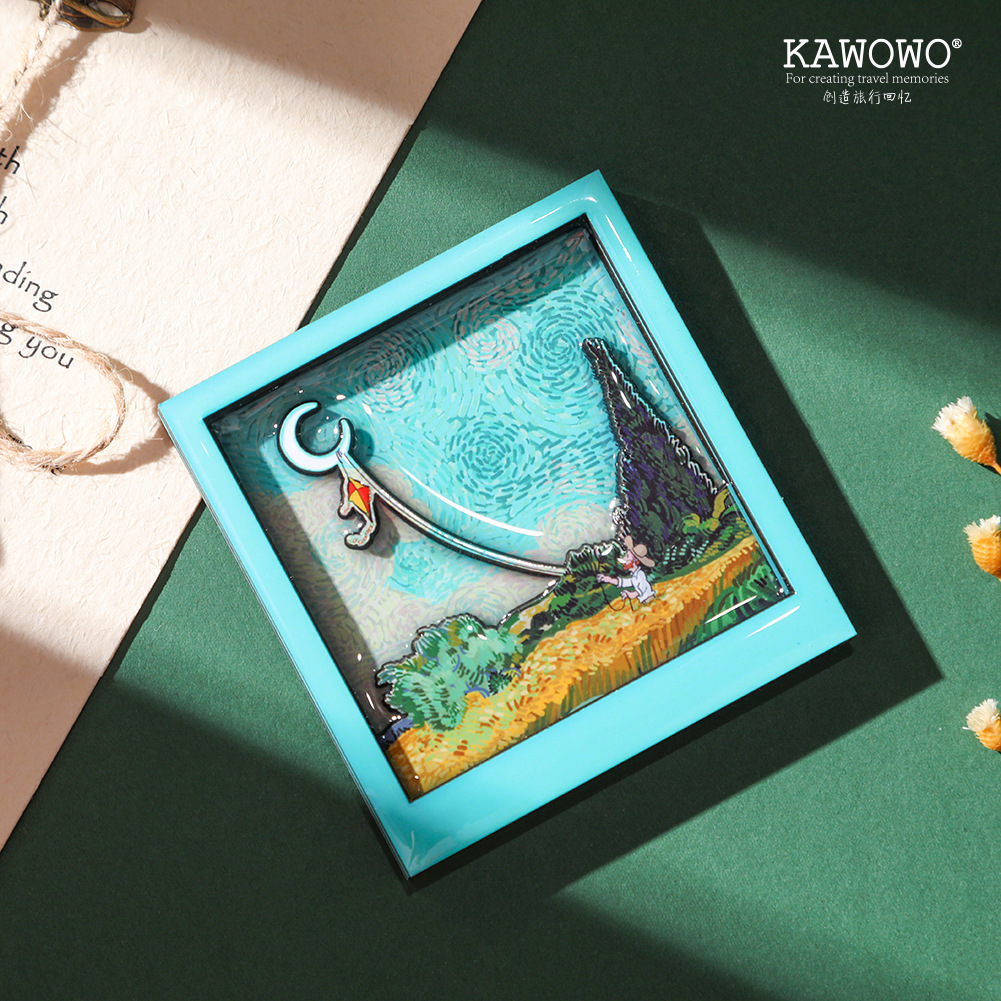 Мультфильм Ван Гог 2 - й раз холодильник с индивидуальностью, креативные магнитные наклейки, украшение холодильника - Воздушный змей Ван Гога (7.4CM * 7.8CM)