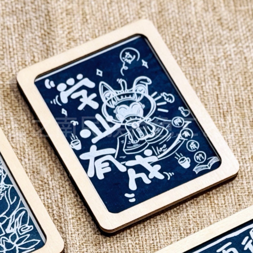 Yunnan Lijiang Dali Wooden Tie Dyeing Tile Cat Armor Horse Folk Customs Fairy Prayer Edition Abstract Refrigerator Sticker Tourism Commemorative - Academic success (Wamao style)