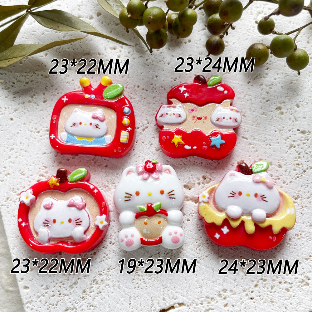 卡通猫咪树脂配件创意立体红色冰箱贴儿童图钉diy手机链饰品配件 - 混款（随机一个 尽量平均）