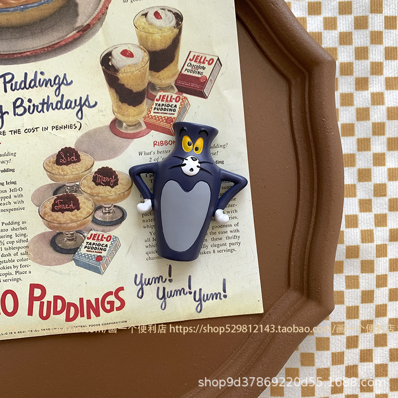 Креативный холодильник для кошек и мышей с ветром, милый мультфильм, аниме 3D, трехмерный декор Том Джерри, магнитная наклейка - - Ваза Том [1 комплект] с магнитом