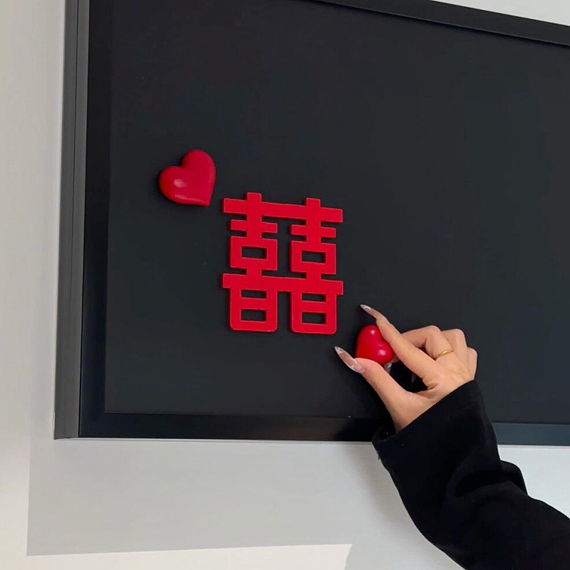 Красный холодильник с любовью магнитные наклейки свадебные подарки праздничные украшения - Круглая любовная двойная комбинация