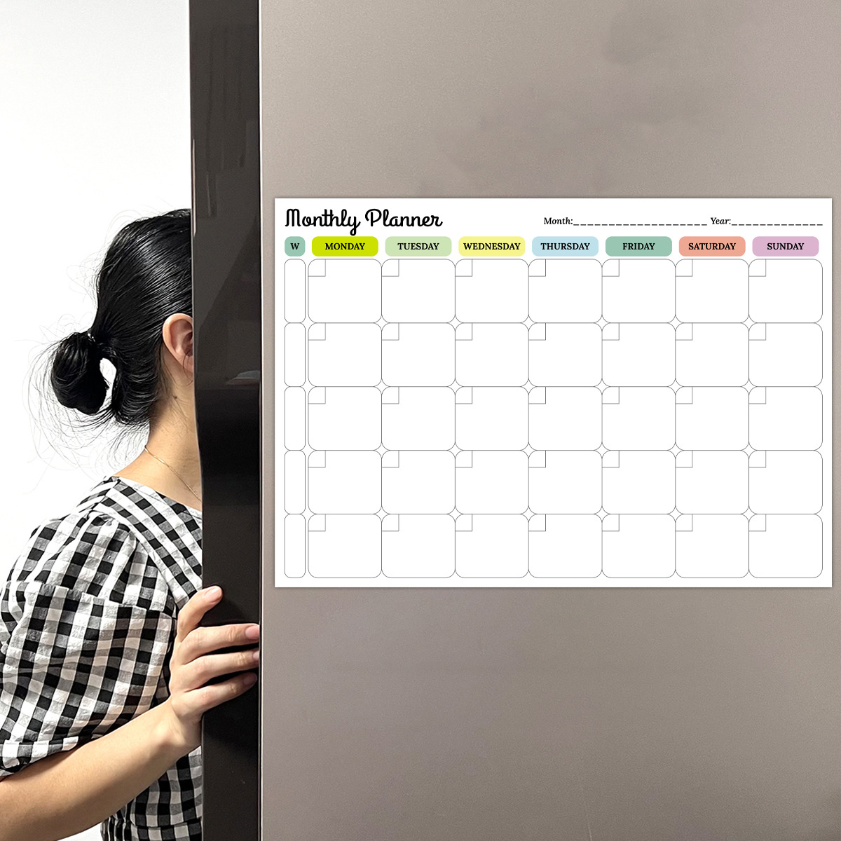 Jinhua refrigerator sticker factory spot cross-border dropshipping Amazon hot selling refrigerator magnetic sticker soft magnetic week plan soft whiteboard - 43*33cm