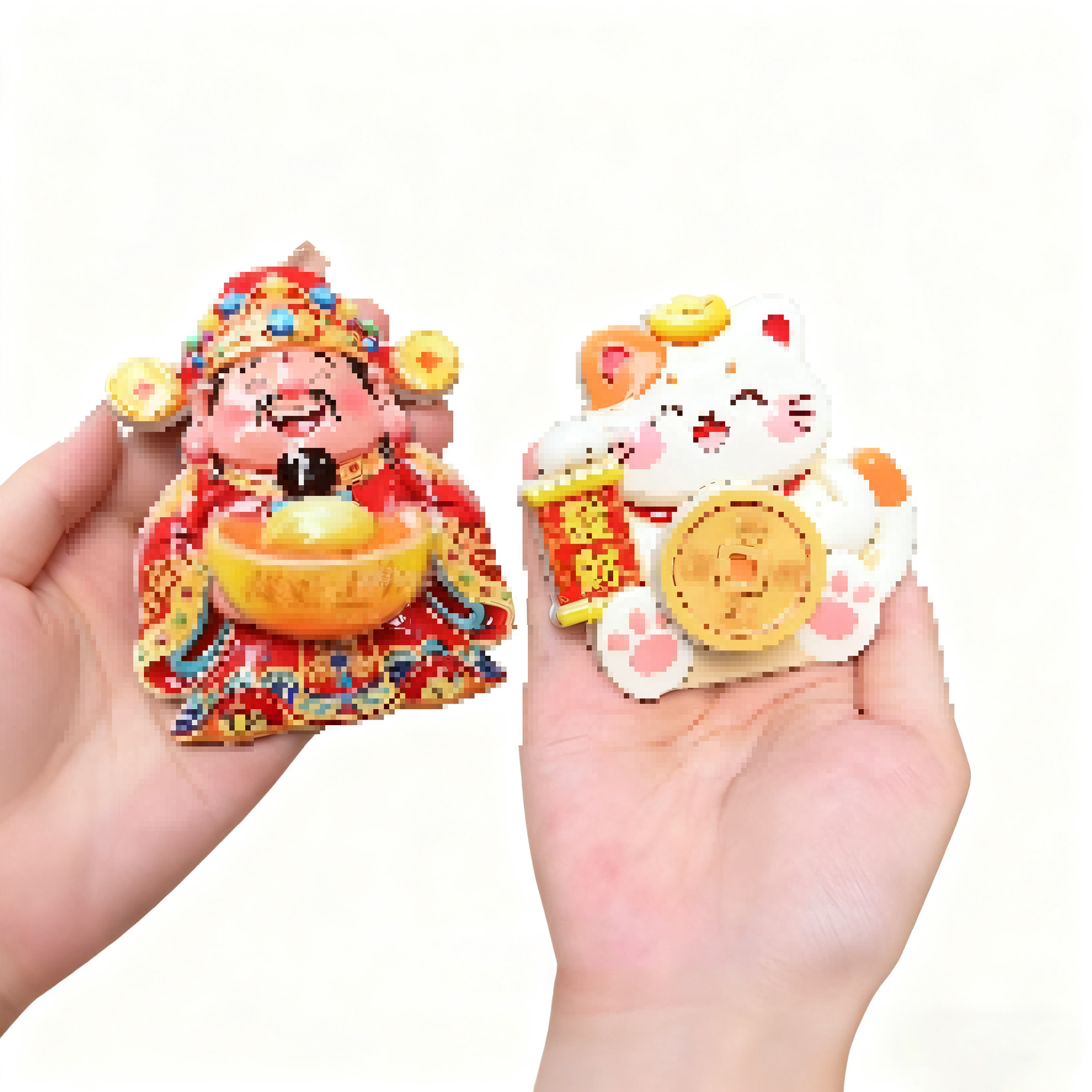 春节装饰品财神爷招财猫冰箱贴发财新年装饰摆件节日用品批发 - 元宝财神一个（磁吸）