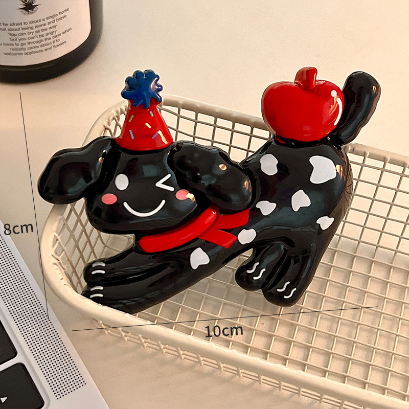 Милый котенок, щенок, холодильник 2025 Новый творческий 3D трехмерный мультфильм, магнитный отсос, домашняя дверь - Яблочный черный пес