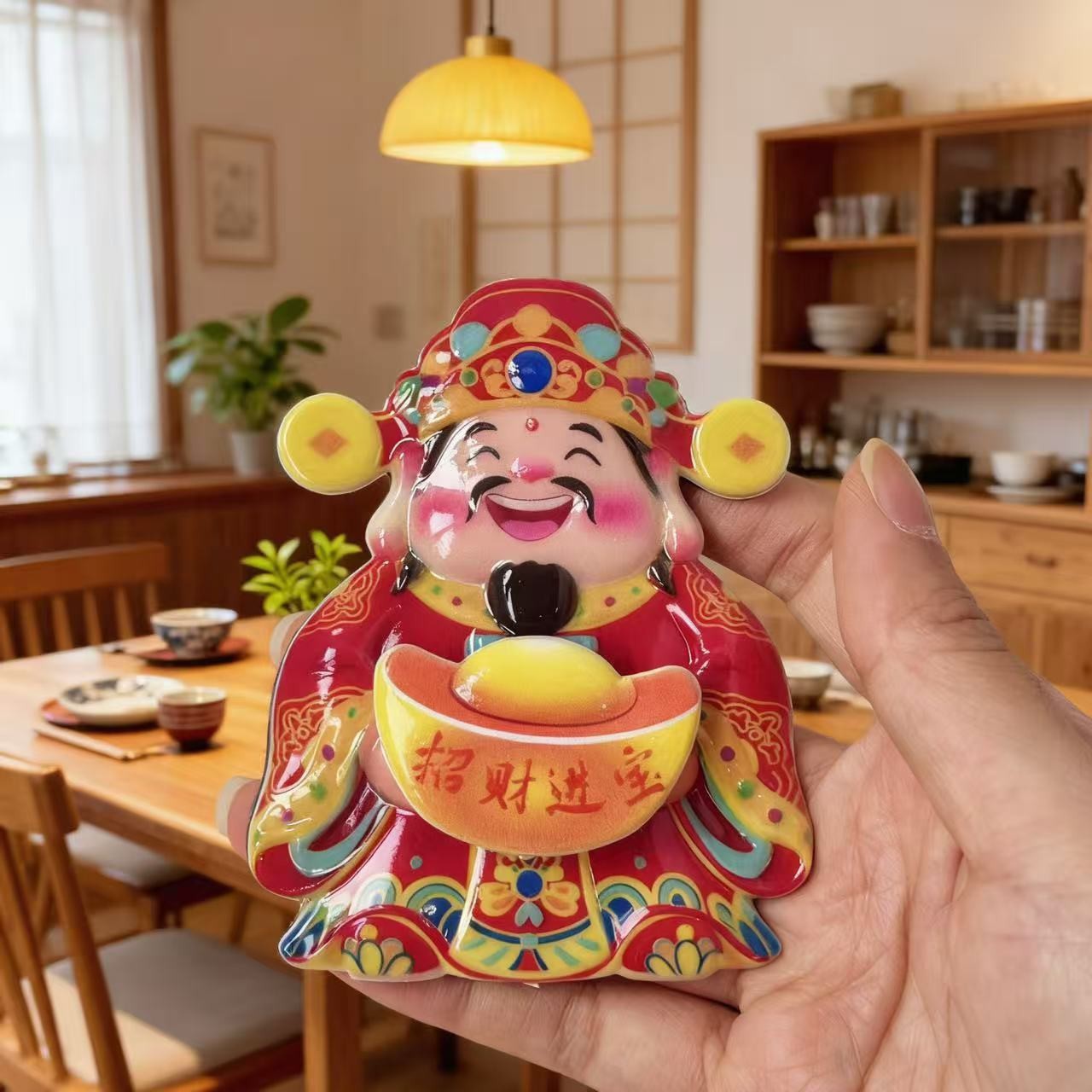 创意旋转财神冰箱贴招财进宝招财猫财源滚滚磁吸摆件喜庆装饰贴 - 【财神爷】旋转+磁吸