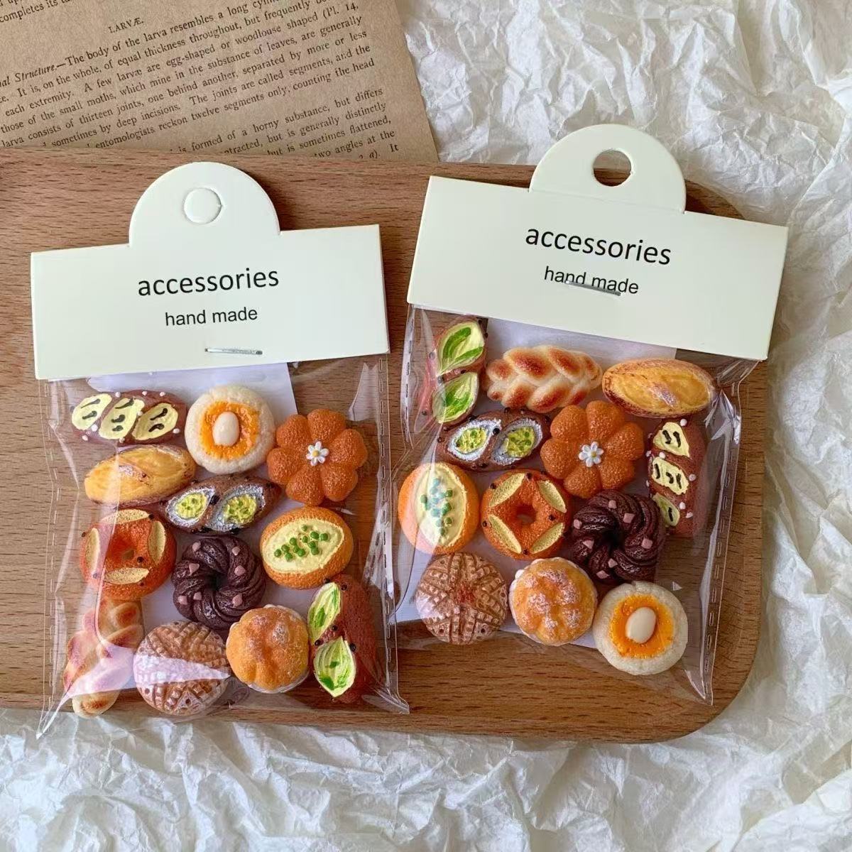 Internet famous French alkali water bread magnetic sticker mini European bag refrigerator sticker baking memo sticker decoration magnet decoration - A11 alkaline water bread [set of 12] magnetic suction version (can only be attached to iron material)