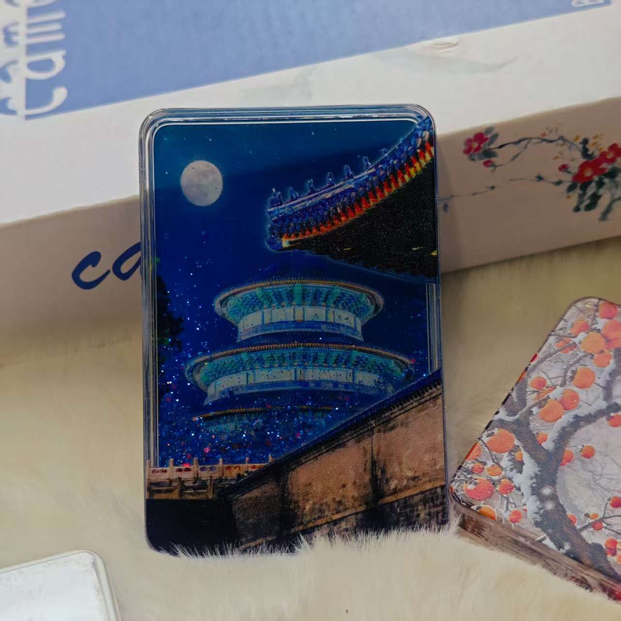 The Forbidden City Temple of Heaven is covered in drifting snow and sand, with magnetic suction for cultural and creative refrigerators - Temple of Heaven Night Scene Flowing Sand Refrigerator Sticker