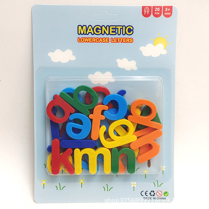 Large/Small Children's Early Education Stationery Magnetic Number Magnetic Sticker English Letter Refrigerator Sticker Magnetic Nail Magnetic Sticker - 26 English lowercase letters (small)
