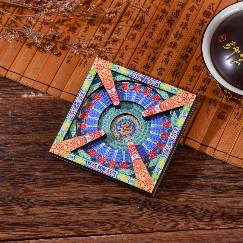 古代十大藻井系列五层木质旅游磁吸冰箱贴纪念品敦煌文创冰箱贴 - 北京祈年殿藻井