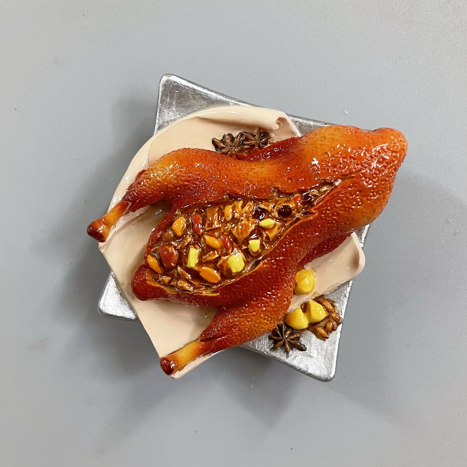 Новогоднее творчество 3D стереомагнитные украшения смола имитация еда старый пекинский горшок городская кухня холодильник наклейка - AF0623038 - 1 Утка