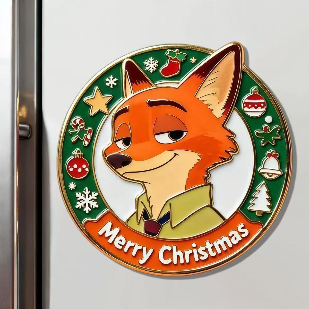 疯狂动物城尼克朱迪磁吸冰箱贴ins圣诞款高颜值亚克力磁吸冰箱贴 - 小狼+磁贴【独立包装】